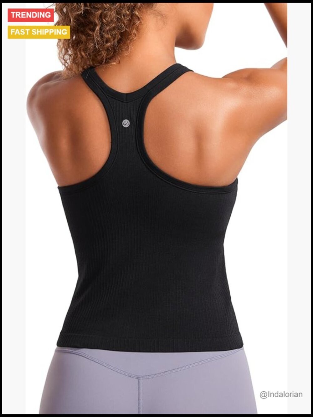 Seamless Ribbed Scoop Neck Tank Top with Built in Bra for Yoga